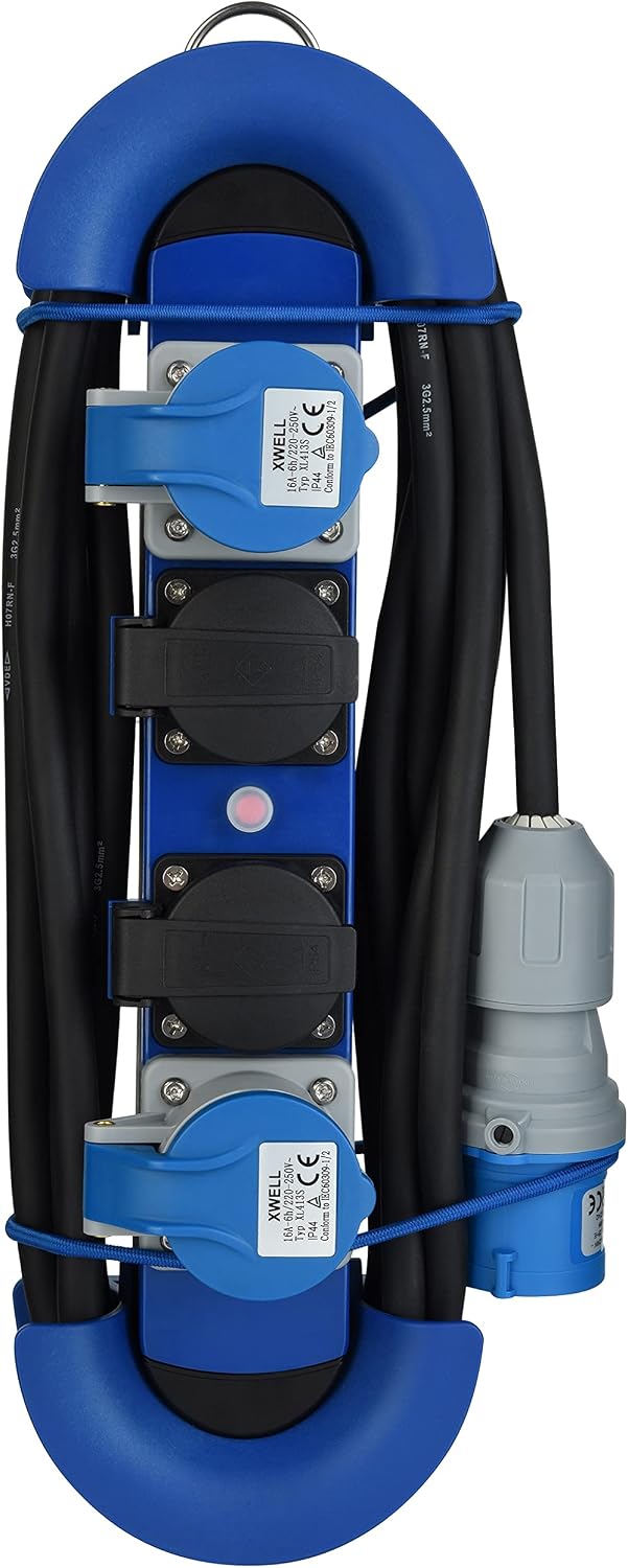 Electraline 62580 Professionelle Steckdosenleiste/Verlängerung für den Aussenbereich, CEE-Stecker,4-