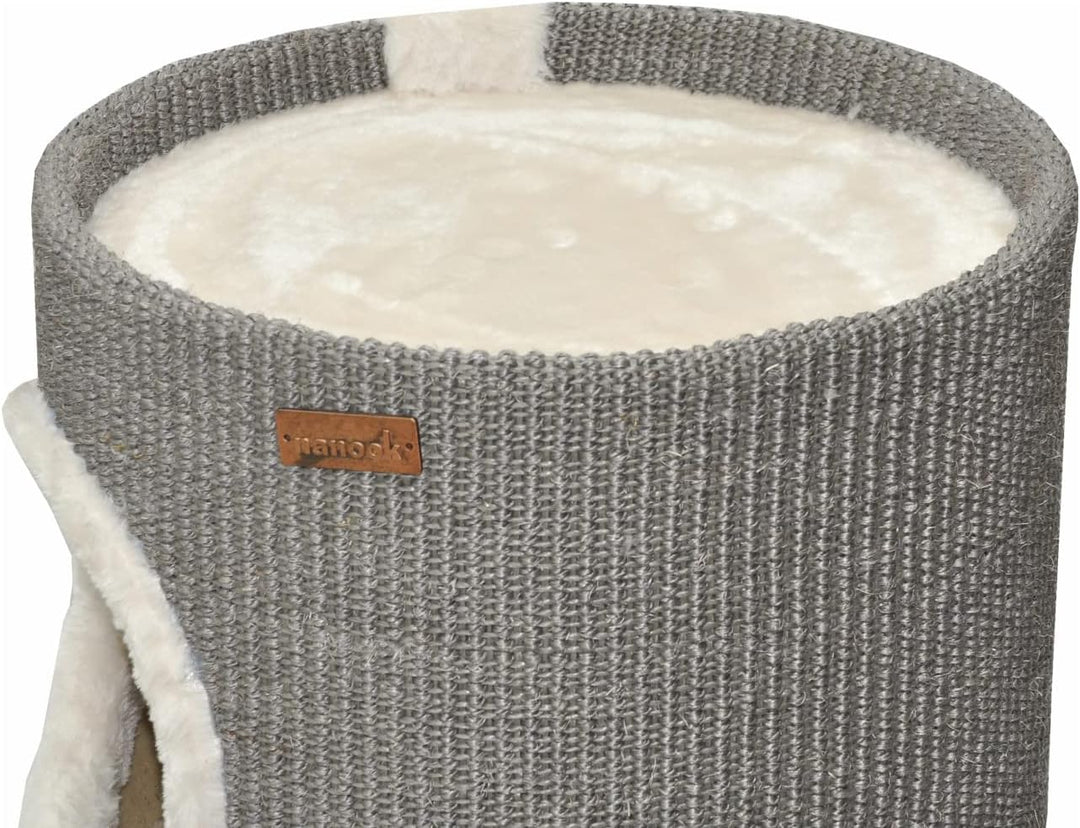 nanook Kratztonne Kratzbaum Oskar - Spieltonne für Katzen XXL mit 3 Höhlen und Spielball - Höhe 100