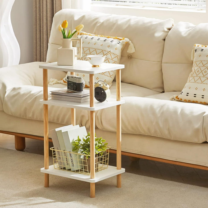 IBUYKE Holz Beistelltisch, Nachttische mit 3 Ebenen, 39x29x68.5cm, Couchtisch, Sofatisch, für Schlaf
