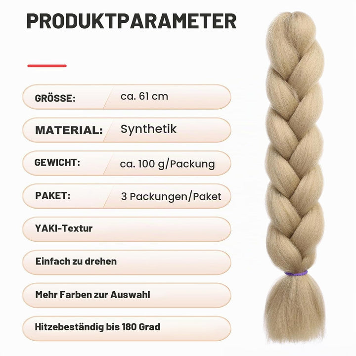 EMMOR Jumbo Flechthaarverlängerungen, 24 Zoll, hochtemperaturbeständige synthetische Fasern, 3 Stück