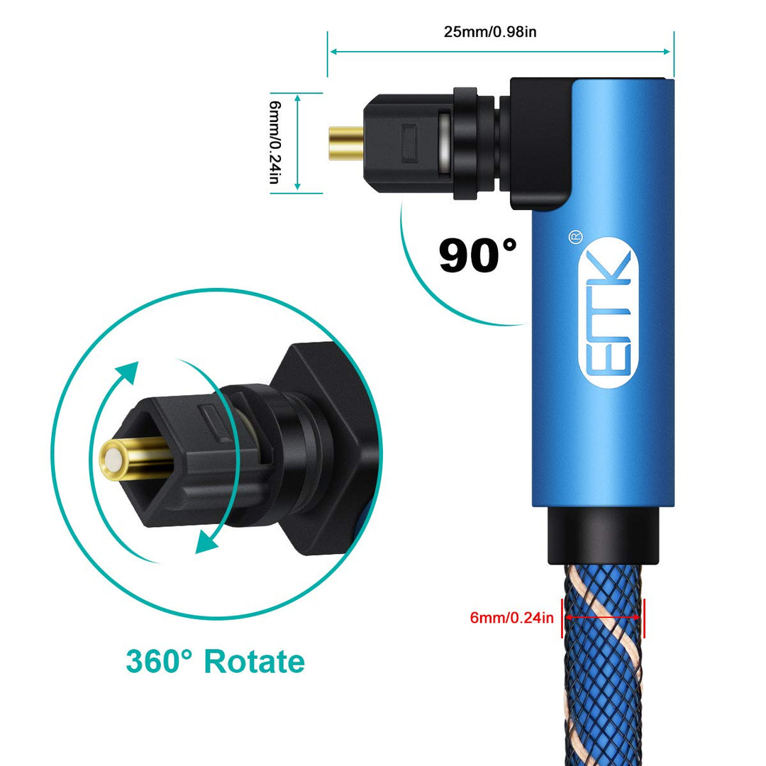 EMK 90 Grad Optisches kabel Dual Rechteck winkel Optisches Audiokabel Winkel Toslink Kabel Digitales