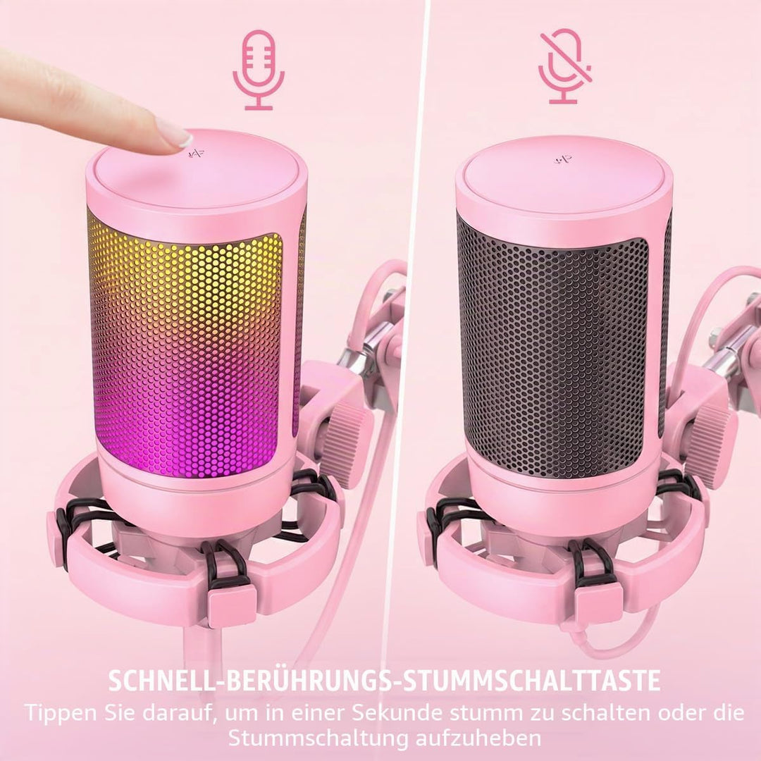 FIFINE Gaming Mikrofon mit Arm, USB Microphone pc für MAC PS4 PS5 mit Stummschalttaste, Popfilter, S