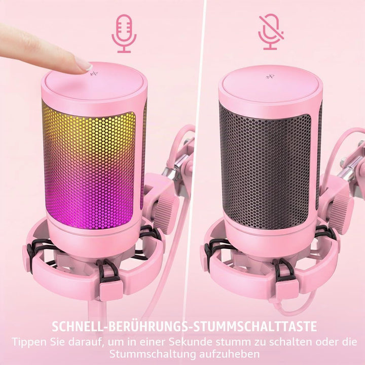 FIFINE Gaming Mikrofon mit Arm, USB Microphone pc für MAC PS4 PS5 mit Stummschalttaste, Popfilter, S