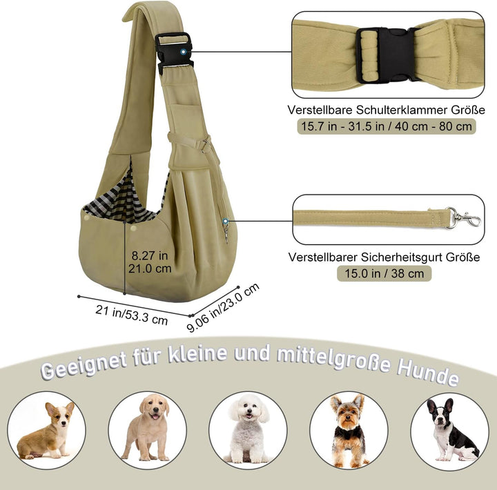 PETLOFT Tragetuch Hund, Reversibel Kleine Hundetrage, Einstellbar Pet Tragetuch, Freisprecheinrichtu