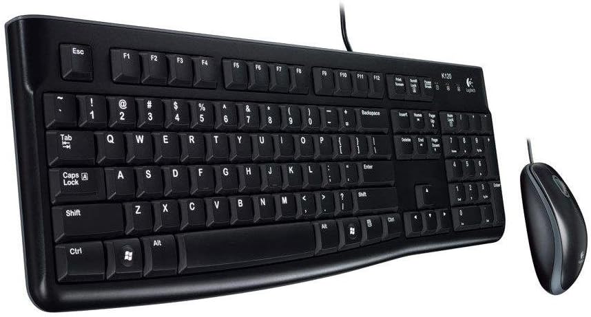 Logitech MK120 Kabelgebundenes Set mit Tastatur und Maus für Windows, US QWERTY-Layout - Schwarz