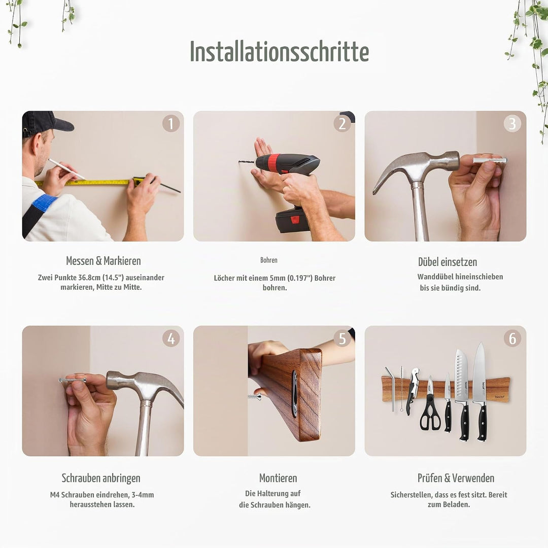 hecef Magnetmesserleiste 40,6 cm – Starker Magnet Halter für Messer, Besteck &amp; Werkzeuge, Stabiler M