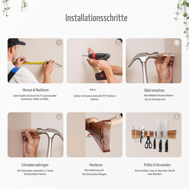 hecef Magnetmesserleiste 40,6 cm – Starker Magnet Halter für Messer, Besteck &amp; Werkzeuge, Stabiler M