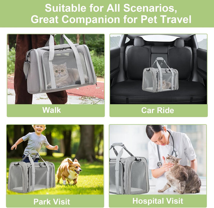 Haustiertragetasche – Faltbare Transportbox Katze & Hund, Leichte Katzentransporttasche mit Schulter