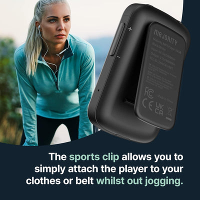 Bluetooth MP3 Player mit Sport-Clip für Kinder | Kopfhörer Inklusive | 16GB Interner Speicher, Erwei