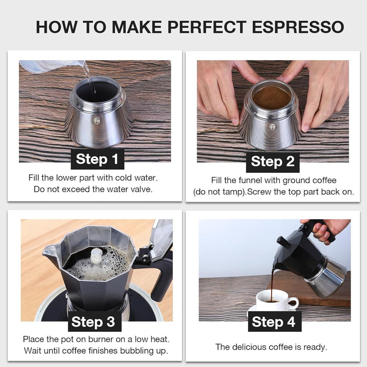 VINATO Neuer Espressokocher Induktion, Moka-Kanne 6 Tassen, Italienische Kaffeekocher, Kaffeekocher