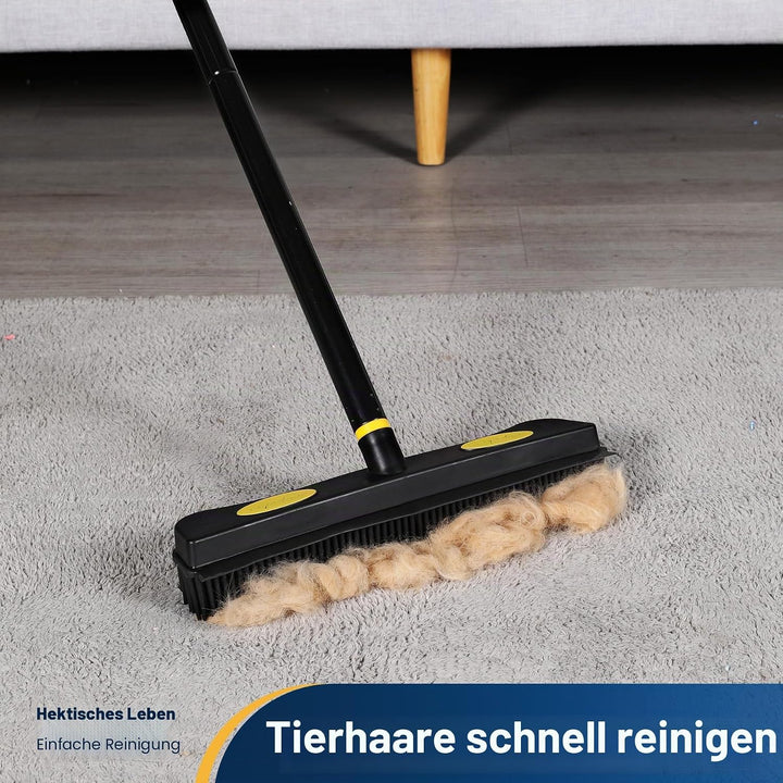 Yocada Gummibesen zur Tierhaarentfernung, 2-in-1-Bodenbürste mit Rakel, Teppichrechen, 146,1 cm Lang