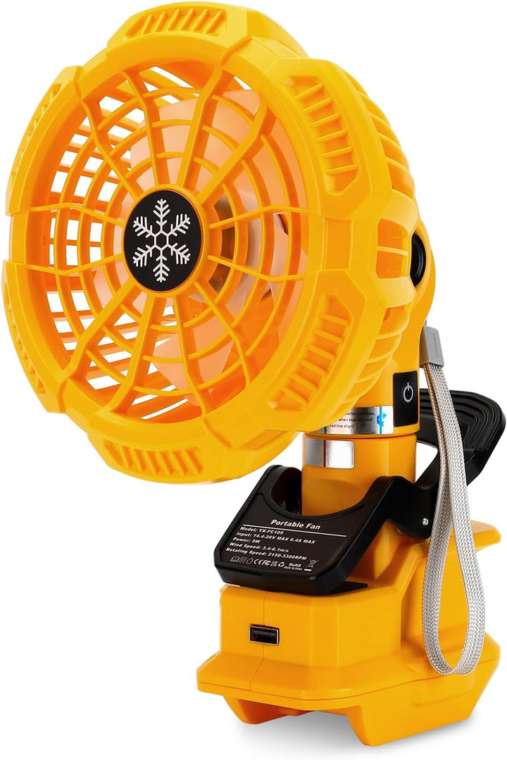 Tragbarer Clip-on-Ventilator für Dewalt 18v 54v Akku, Leise akku ventilator mit 3 energieeffizienten