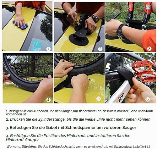 ROCKBROS Fahrradträger mit Saugnäpfe Fahrrad Dachträger Dachgepäckträger Schnellmontage für 2 Fahrrä