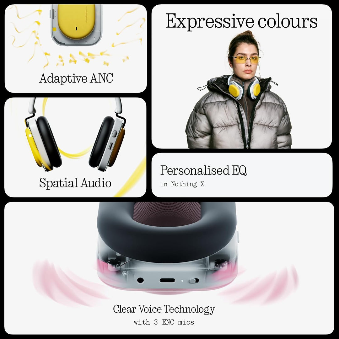 Nothing Headphone (a) Kabellose Over-Ear Kopfhörer mit ANC, bis zu 135h Akkulaufzeit, Hi-Res, LDAC,