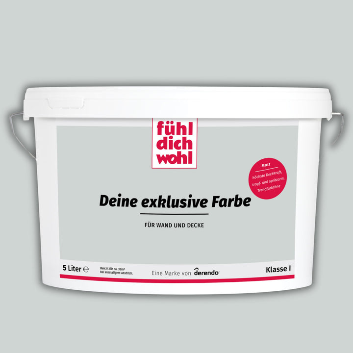 derendo Fühl Dich Wohl Deine Farbe grau, matte Wandfarbe grau, hohe Deckkraft, verschiedene Grautöne