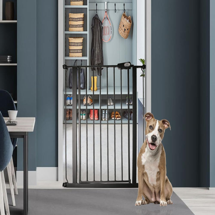 Bettacare Extra Tall Druckmontierte Premium Haustiergitter, 75cm - 84cm, Matt Schwarz, Druckmontiert