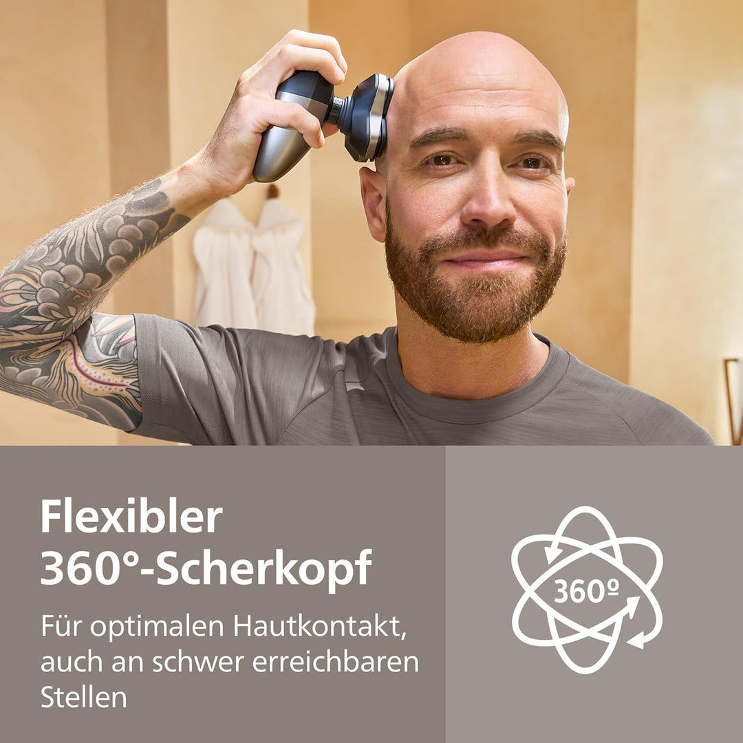 PHILIPS Head Shaver Pro Series 9000 – Glatzenrasierer für Männer und Frauen, flexibler 360grad-Scher