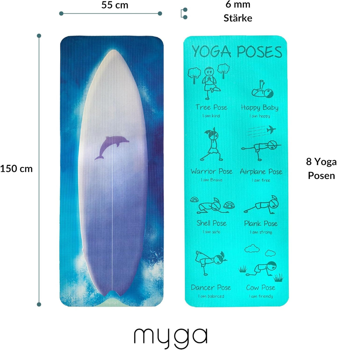 Myga Kinder Yogamatte | Rutschfest & Leichtes Gewicht | 6 mm Dicke | Ideal für Yoga, Bewegung, Spass