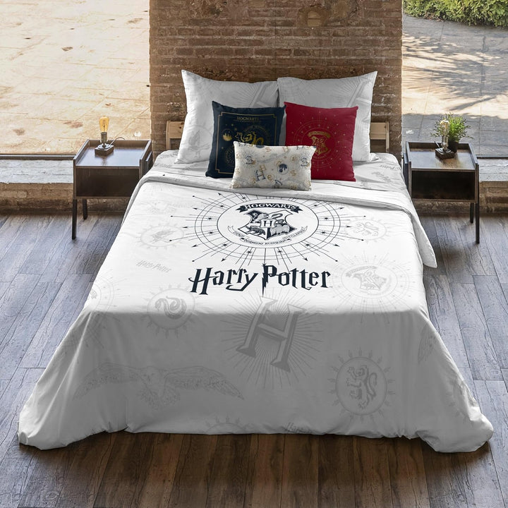 Belum | Bettbezug Harry Potter, Bettbezug mit Knöpfen aus 100% Baumwolle, Modell Dormiens Draco, Wei