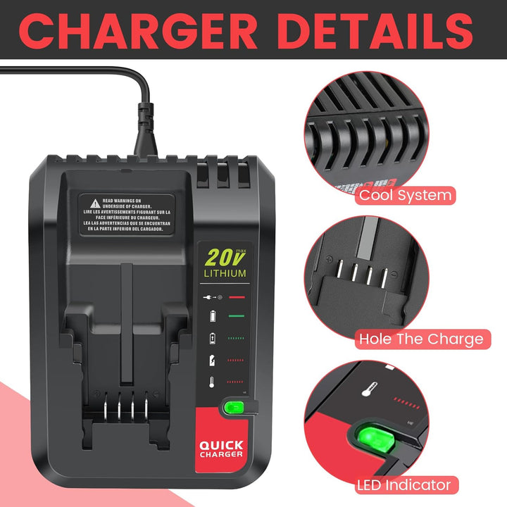 ASUNCELL 2A Li-ion Akku Ladegerät Kompatibel mit Black & Decker Lithium-Akku, 18V Schnell-Ladegerät