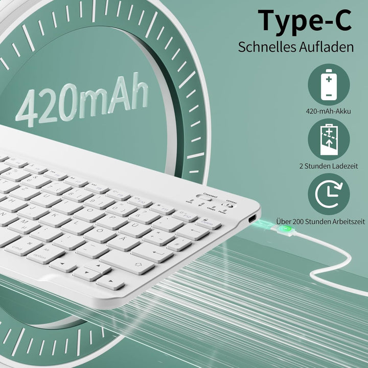 Hülle mit Tastatur für iPad A16 11 Generation 2025/10 Generation 2022(11/10.9 Zoll), Soft TPU Rücksc