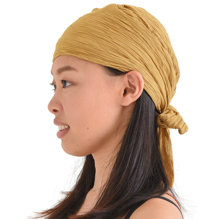 CHARM Raffen Turban Bandana Mütze Kopf Schal Alle Jahnreszeit Boho Schick Pirat Senfgelb, Senfgelb