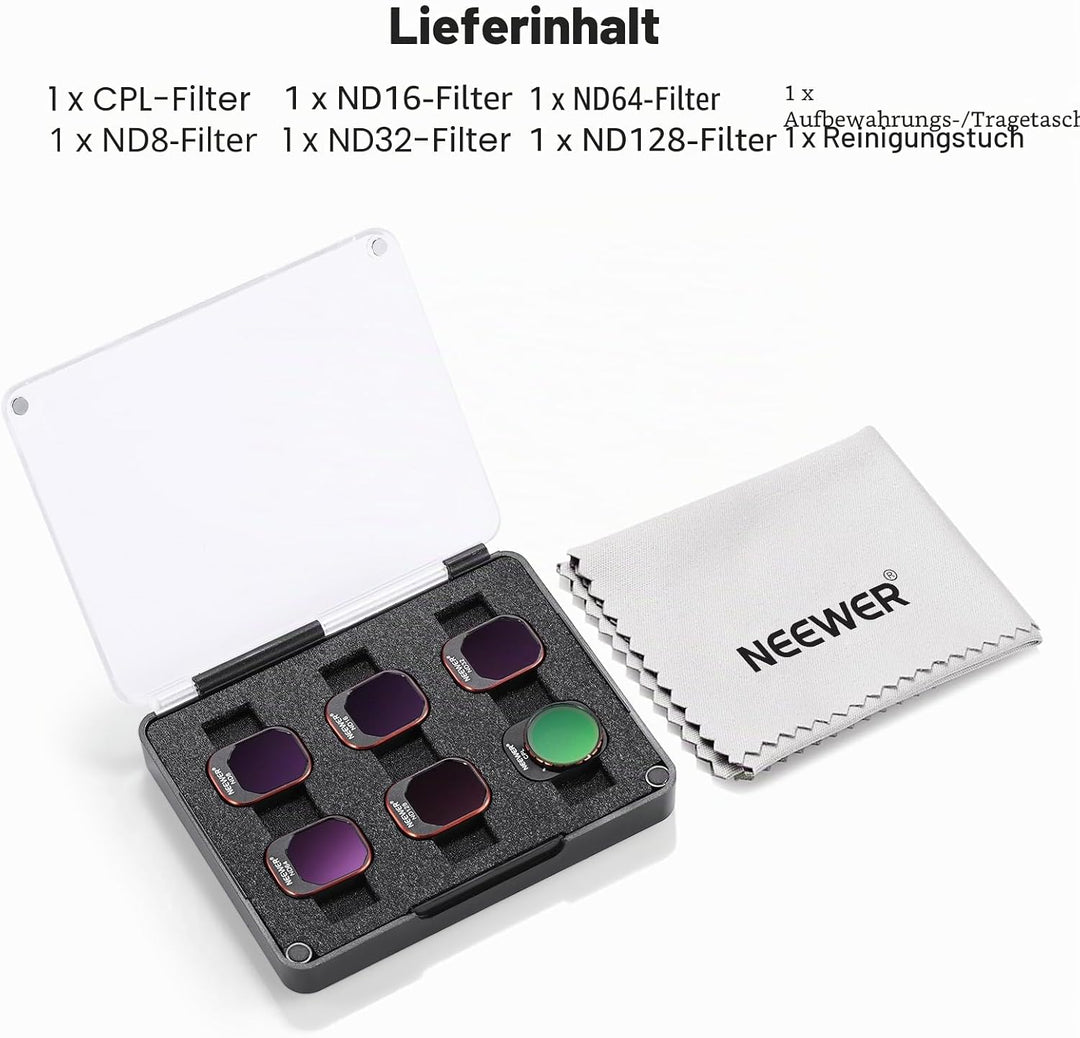 NEEWER ND&CPL-Filter-Set zum Aufstecken, kompatibel mit DJI Mini 4 Pro, 6 Stück CPL-Filter und Grauf