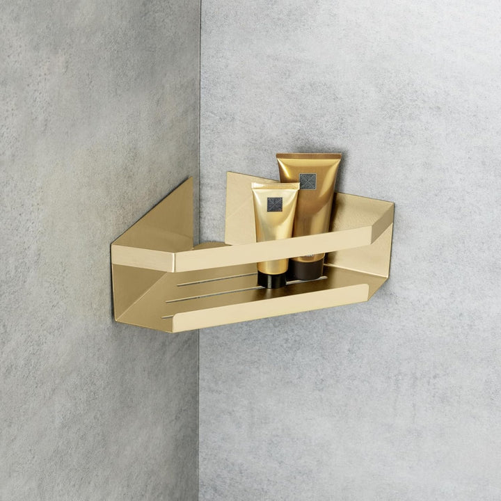 Schöner Wohnen Kollektion Eckablage Mod. Meleto aus rostfreiem Edelstahl in stilvollem Golddesign id