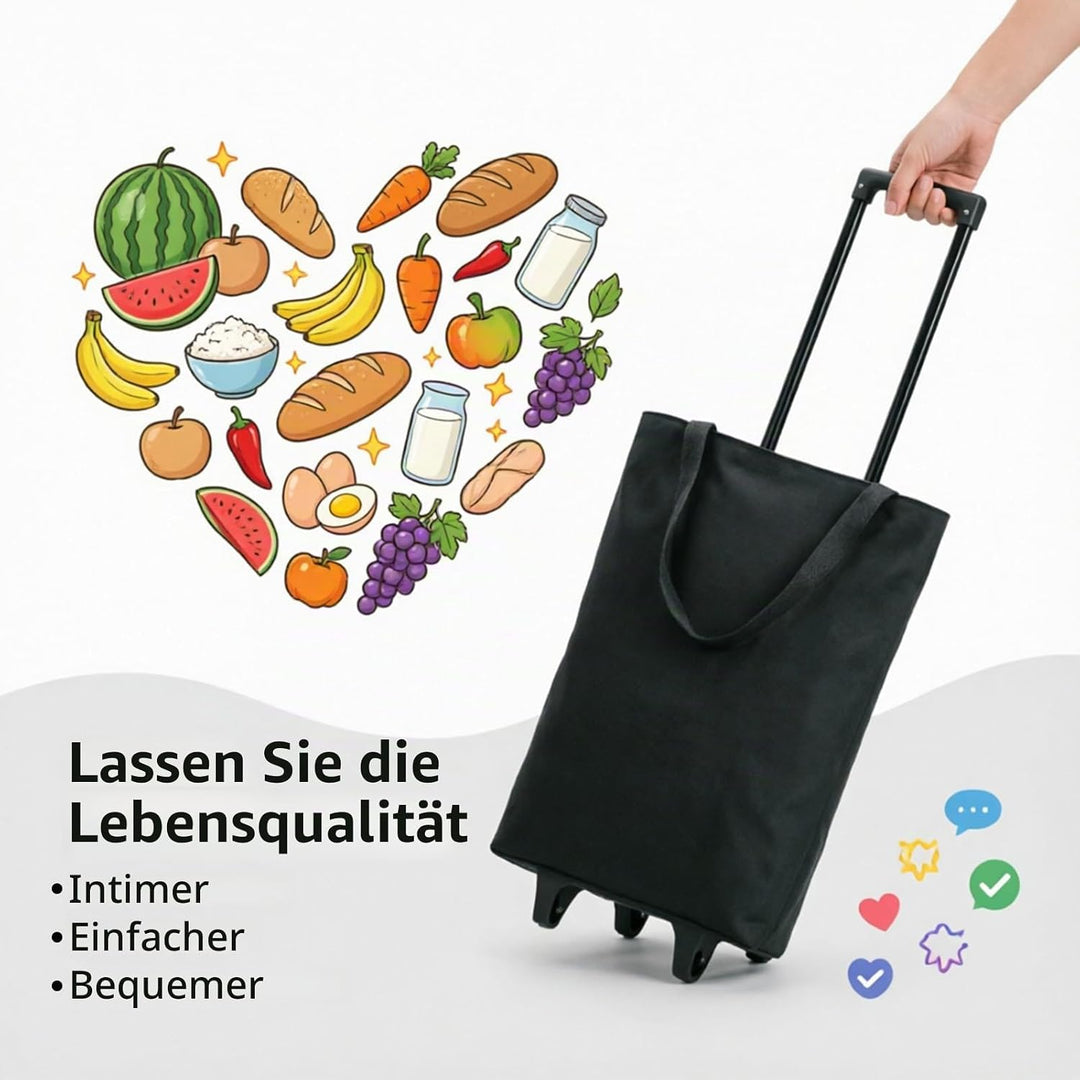 2-in-1 Einkaufstrolley, 30x20x42cm Einkaufstasche auf Rollen, Tragbare Multifunktionale Faltbare Ein