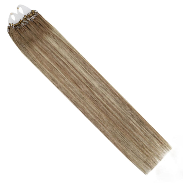 Ugeat Microring Extensions Echthaar 35 cm Braun Blond Micro Ring Extensions Echthaar Balayage Hellbr