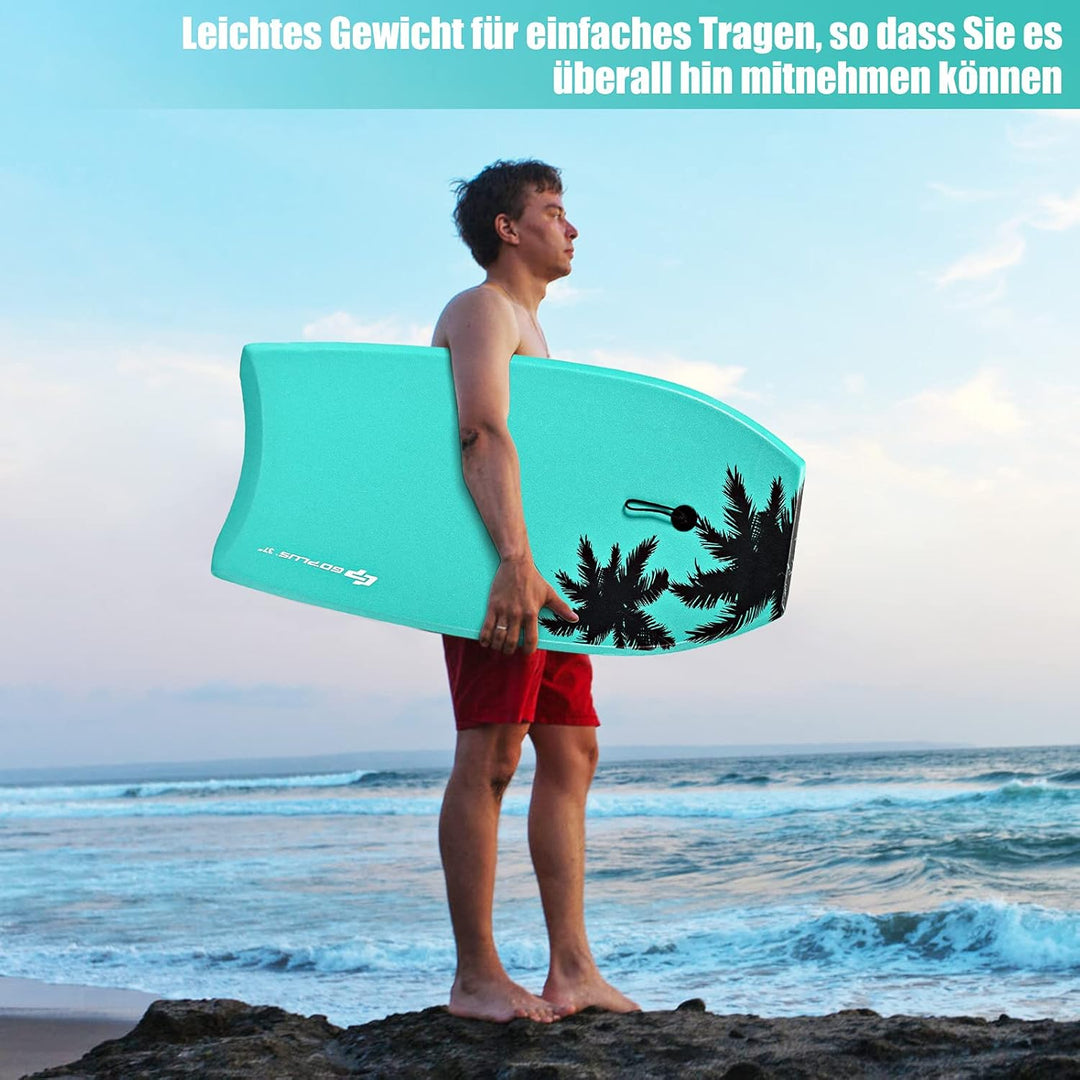 RELAX4LIFE Schwimmbrett tragbar, Schwimmboard mit Halteleine, Rutschfestes Surfbrett für Kinder &amp; Er