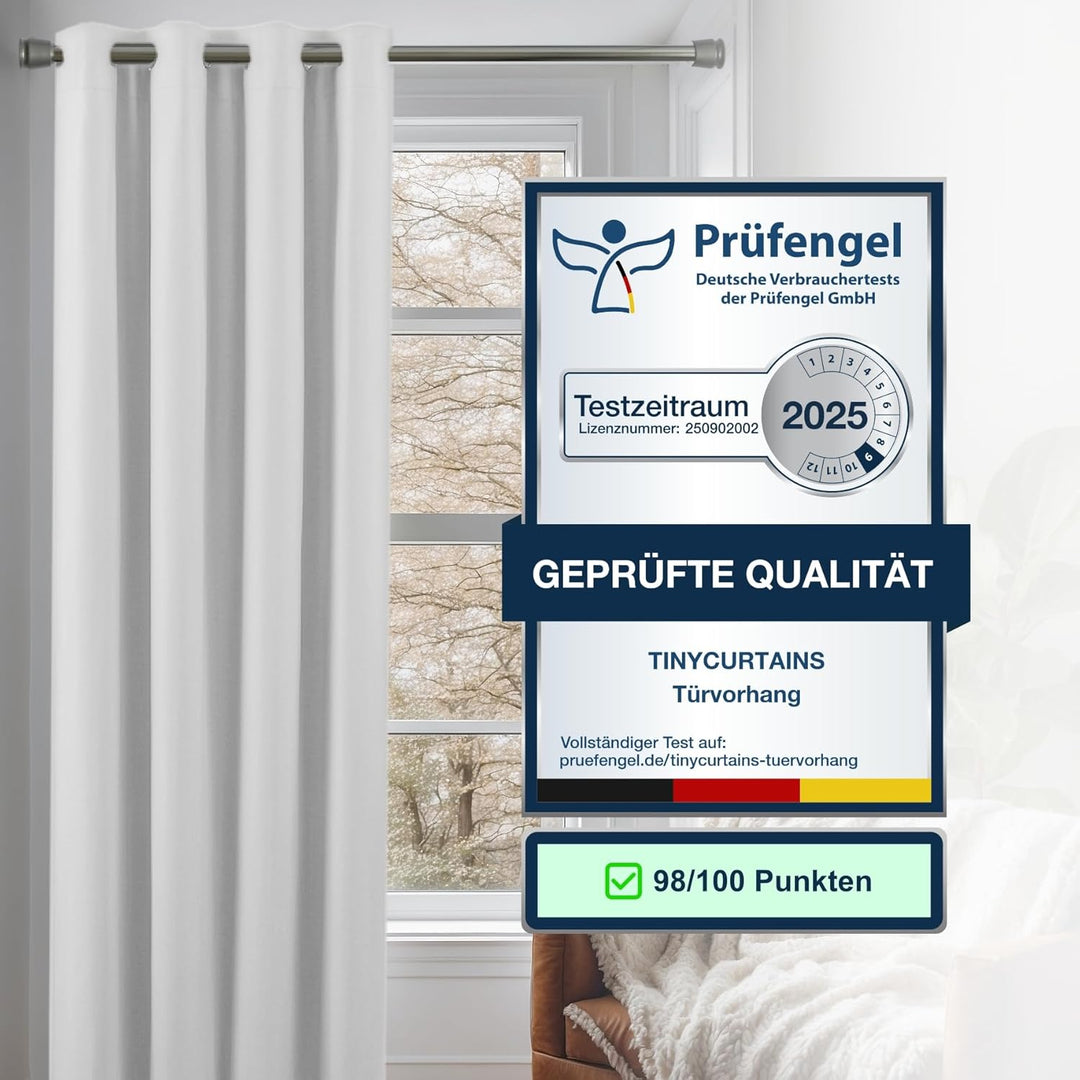tinycurtains, Türvorhang mit Teleskopstange, einfache Montage in nur 1 Minute ohne Bohren (Türvorhan