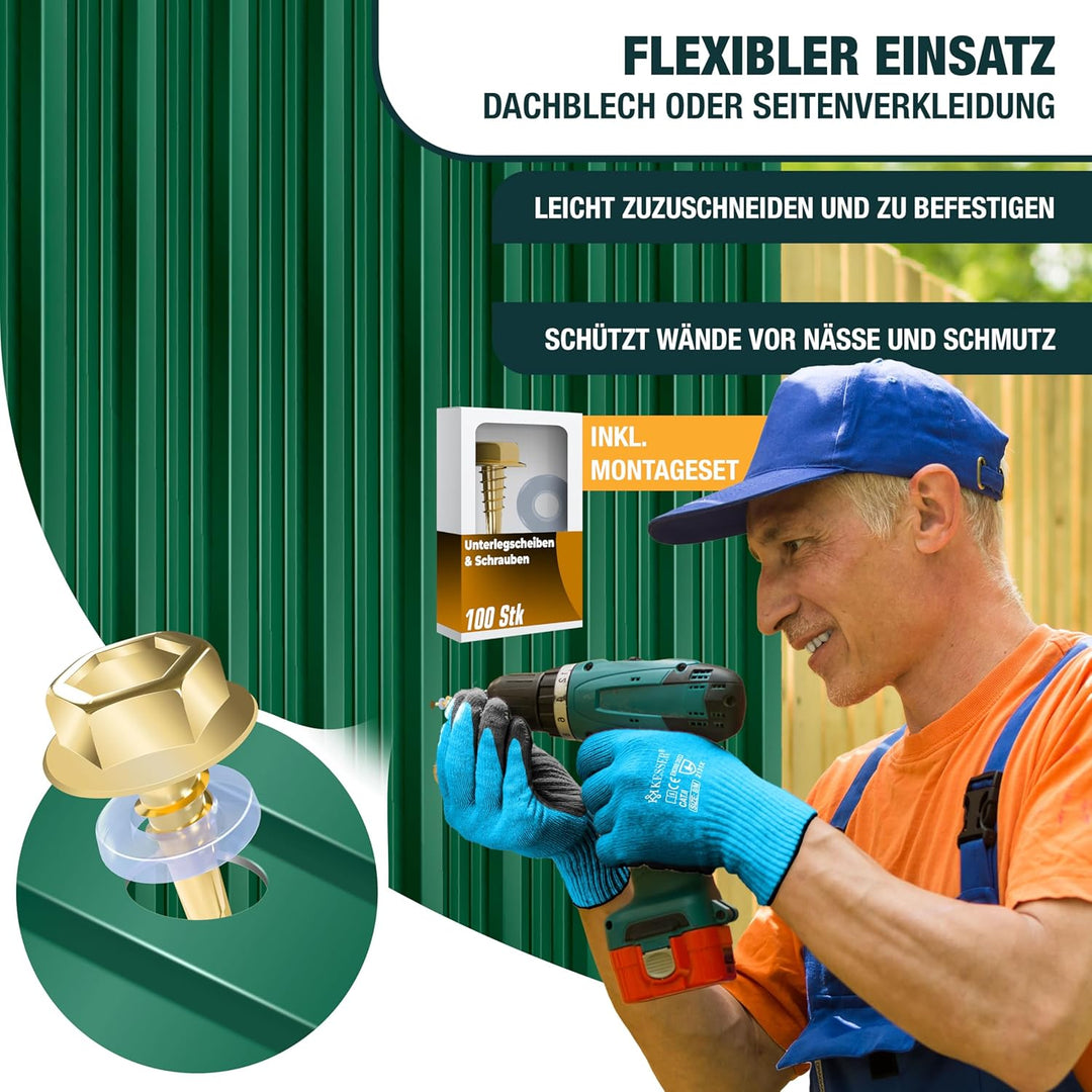 KESSER® - 12 x Profilblech Trapezblech 129cm x 45cm = 7 m² -Dachblech für Gerätehaus, Dachplatten Ve