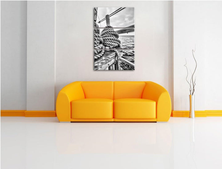Pixxprint Tau Seil auf Schiff 3Teiler 120x80 cm Leinwandbild Wandbild Kunstdruck