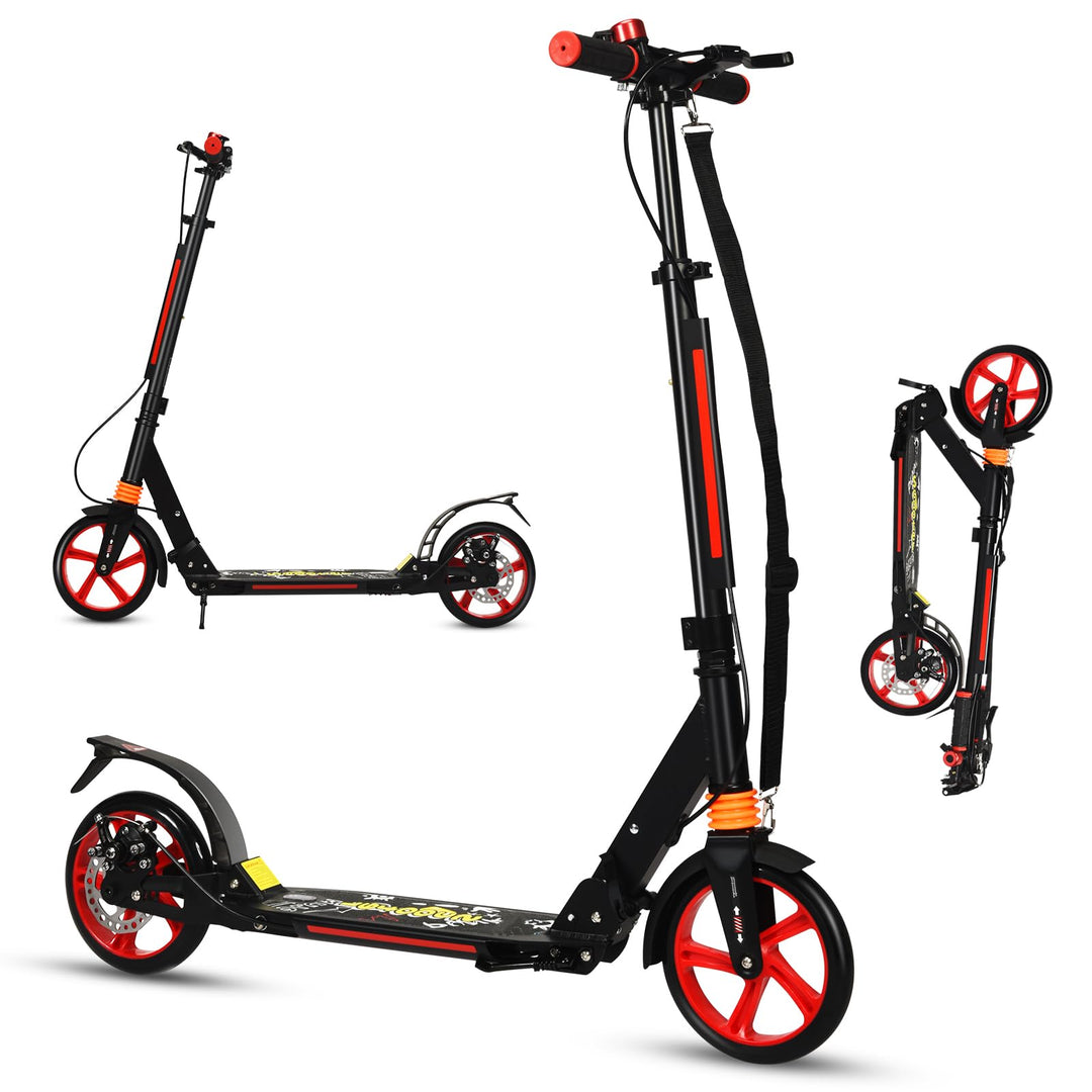 KOMFOTTEU Tretroller klappbar & höhenverstellbar, Scooter mit PU-Räder & Kingel, Kickscooter Cityrol