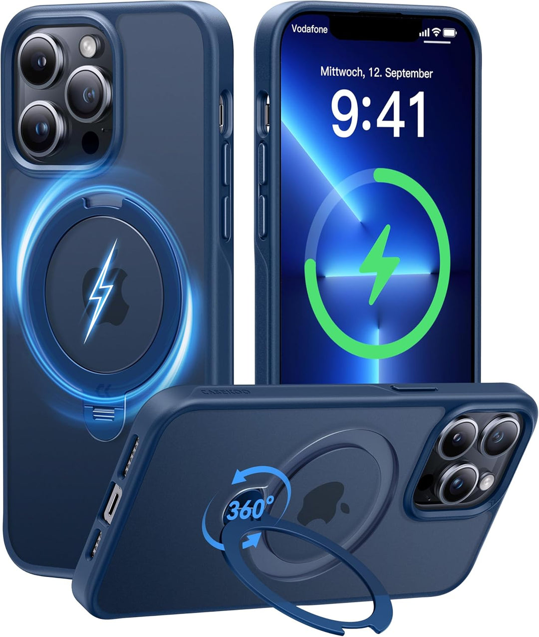 CASEKOO 360° MagicStand (Pro-Version) für iPhone 13 Pro Max Hülle für MagSafe [Unsichtbarer Ständer]