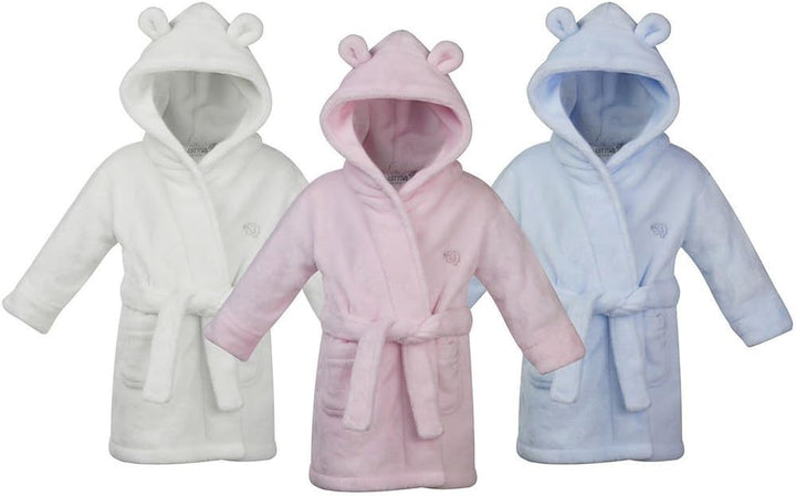 Babytown Bademantel für Mädchen, samtig, weich, mit Kapuze, Rosa 92 Weiss, 92 Weiß