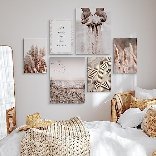 Muralo - Wandbilder Set - Leinwand Bilder Set Aufhängefertig in Boho Stil - das Leinwandbilder Set -