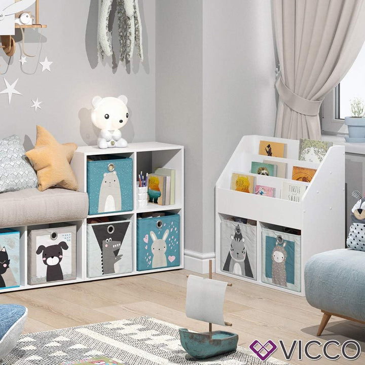 Vicco Kinderregal Luigi, Weiss, 72 x 79 cm Ohne Faltboxen, zur Aufbewahrung von Büchern und Spielzeu