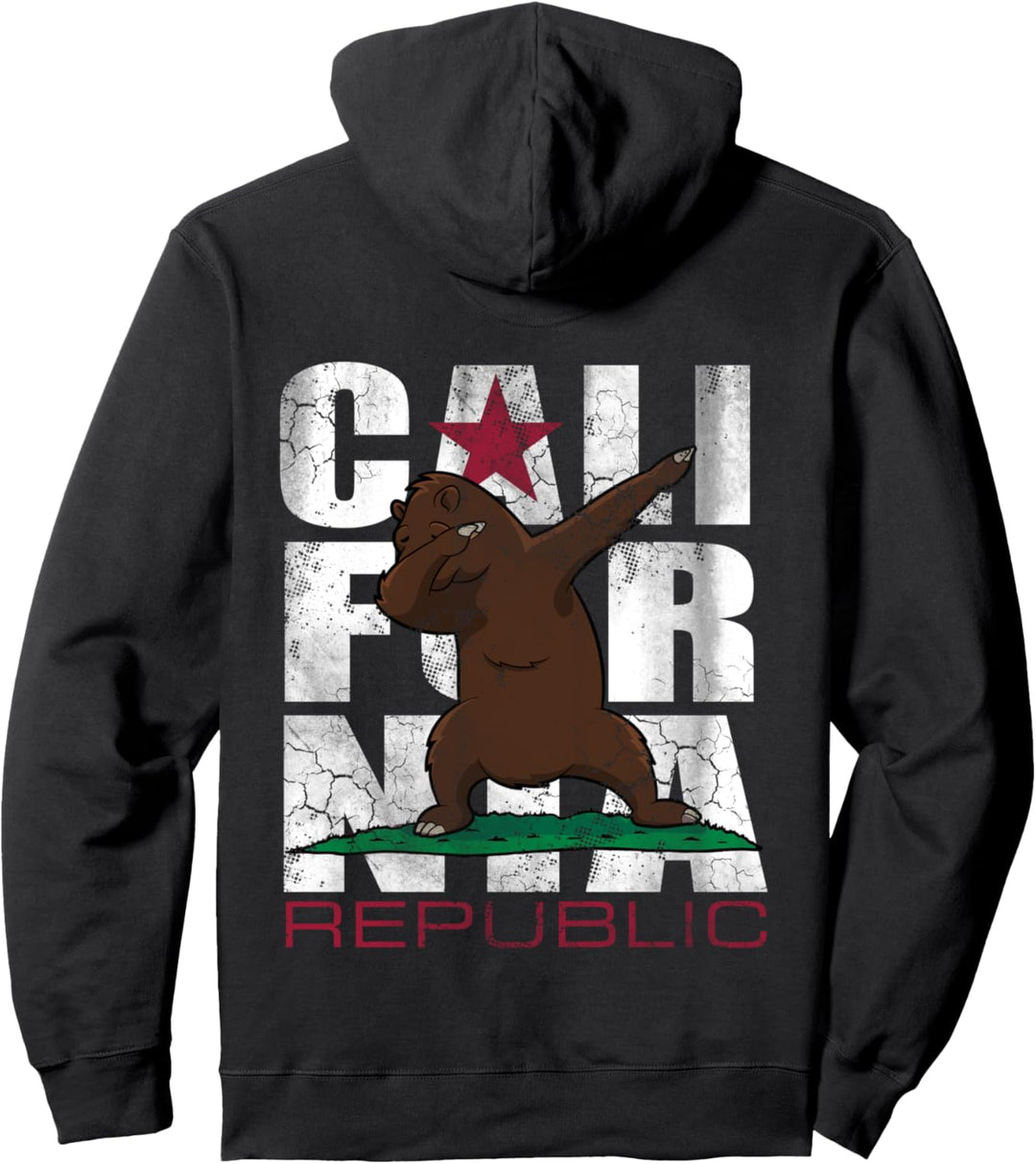 California Republic Dabbing Bear Flag Herren Damen Kinder Pullover Hoodie