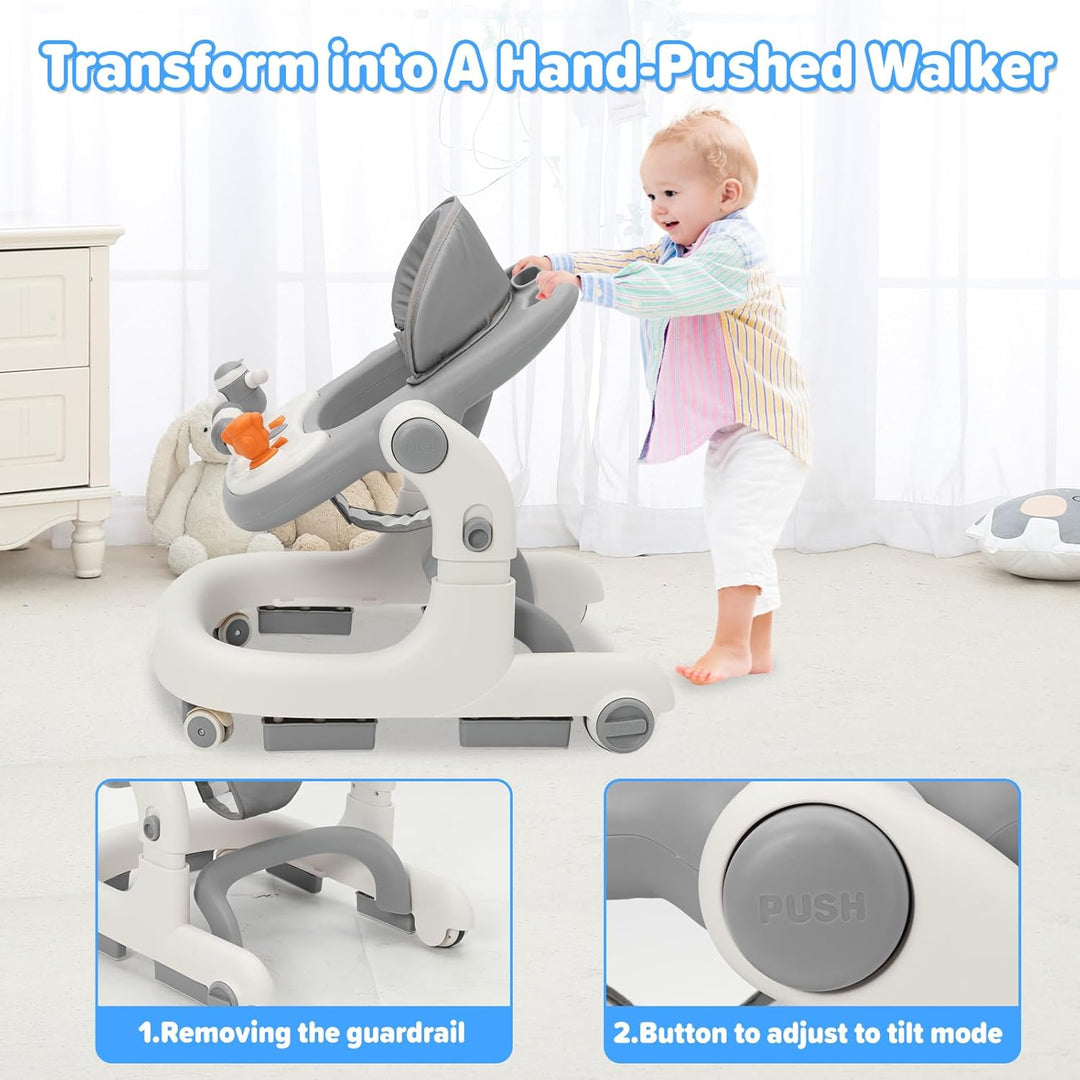 Siairo 3 in 1 Lauflernhilfe Baby Lauflernhilfe mit einstellbarer Höhe & Geschwindigkeit Rollen, Lich