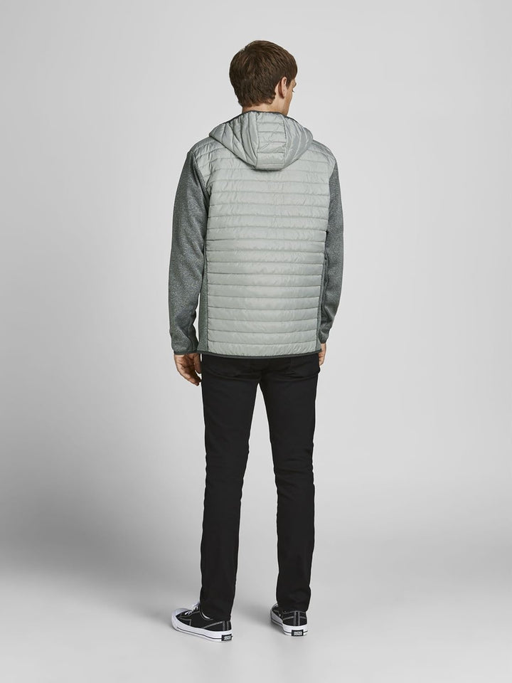 JACK & JONES Herren Gesteppte gepolsterte vordere Kapuze mit hoher Nackenjacke XS Ghost Gray, XS Gho
