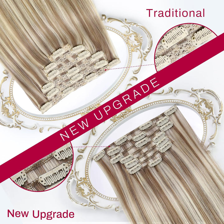 Moresoo Clip in Extensions Echthaar Balayage Remy Extensions Clip Haarverlängerung Echthaar Clips Om