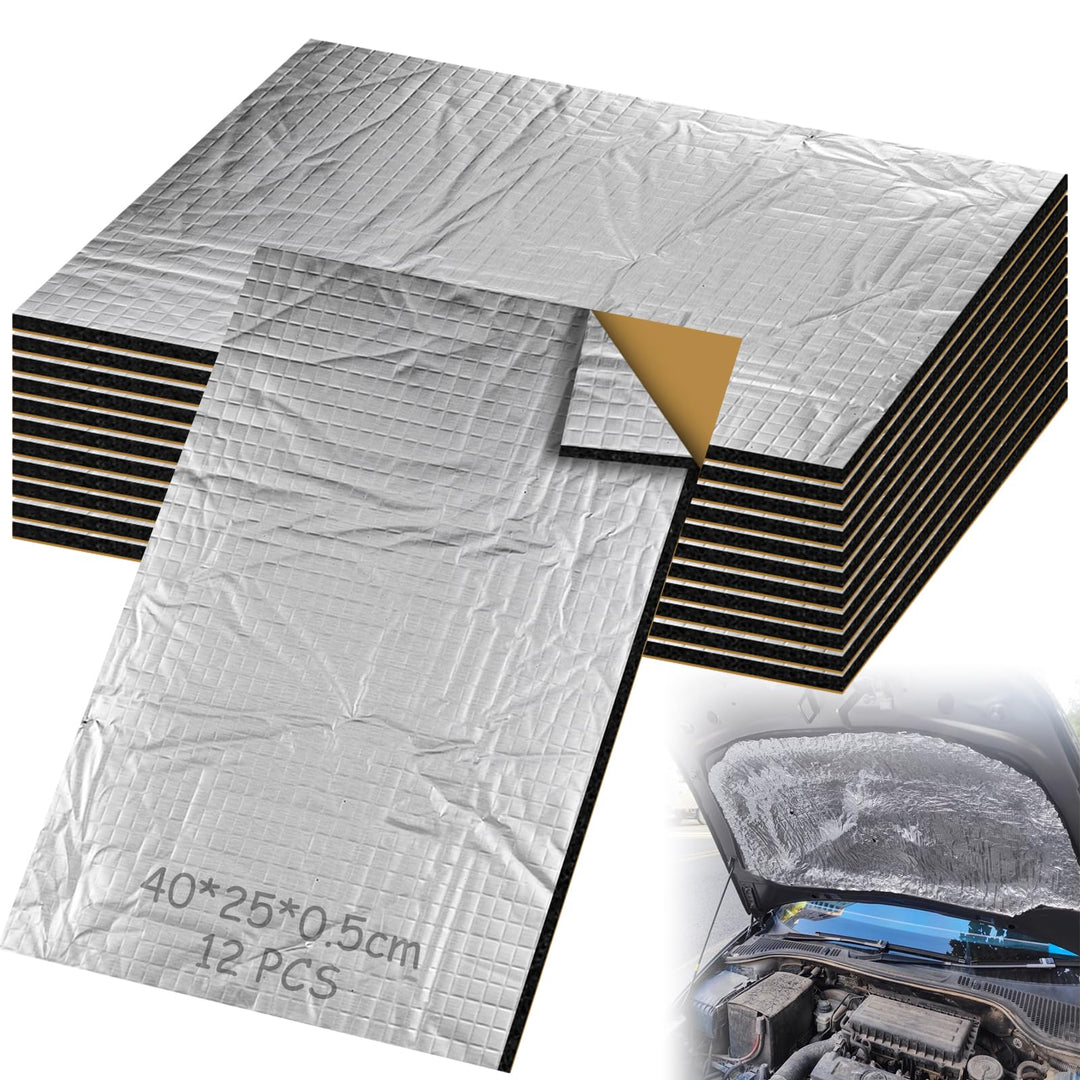 12 Stück Alubutyl Platten Dämmmatte, 400 * 250 * 5mm Isolierung Feuerfest Wasserdicht Antidröhnmatte