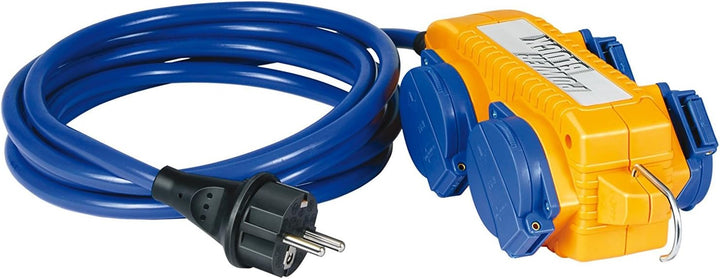 Brennenstuhl Verlängerungskabel IP44 mit Powerblock Baustelleneinsatz und Outdoor 5m blau, 1161750