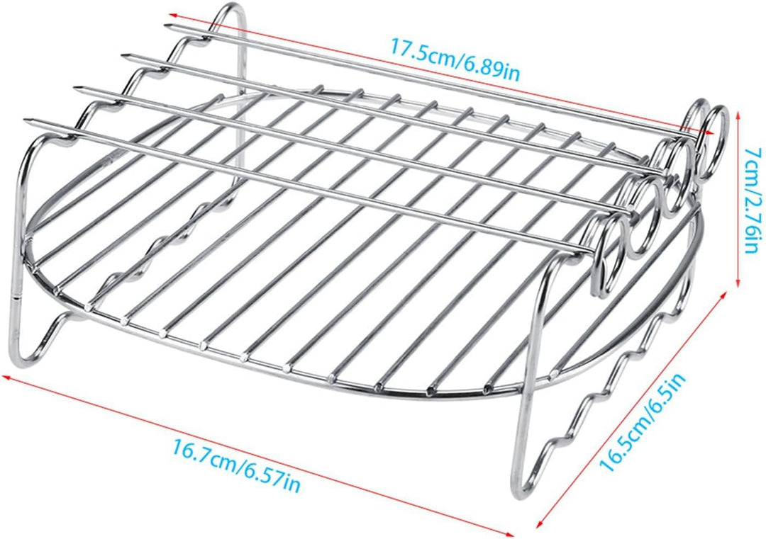 Doppelschicht Rack Mit 4 Spiessen, Verchromt, Optimiertes Ersatz Zubehörgestell Für Luftfritteusen K