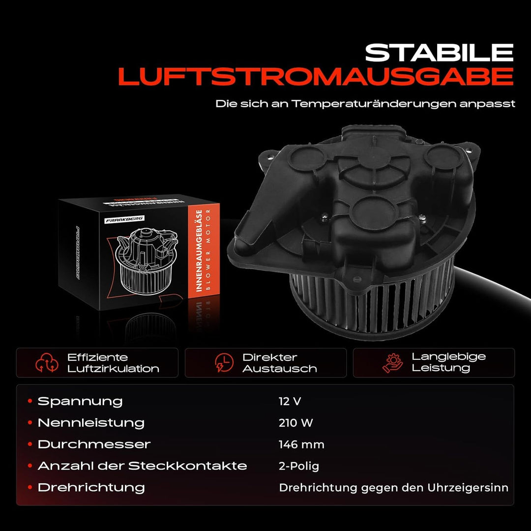 Frankberg Heizungsgebläse Gebläsemotor Kompatibel mit Primastar 2001-2014 Vivaro 2001-2014 Trafic II