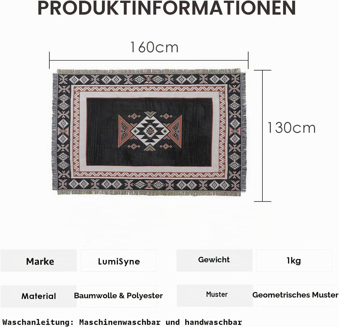 LumiSyne Baumwolle Gewebt Decke Überwurf Mit Quast Bohemian Ethno Stil Azteken Navajo Überwurfdecke