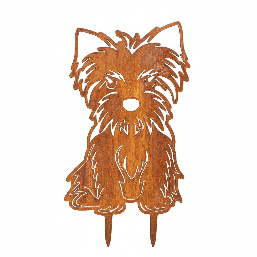 KPGA KAPAGA HOME & GARDEN Edelrost Gartenstecker Yorkshire Terrier - Rost Deko Hund Rostfigur Garten