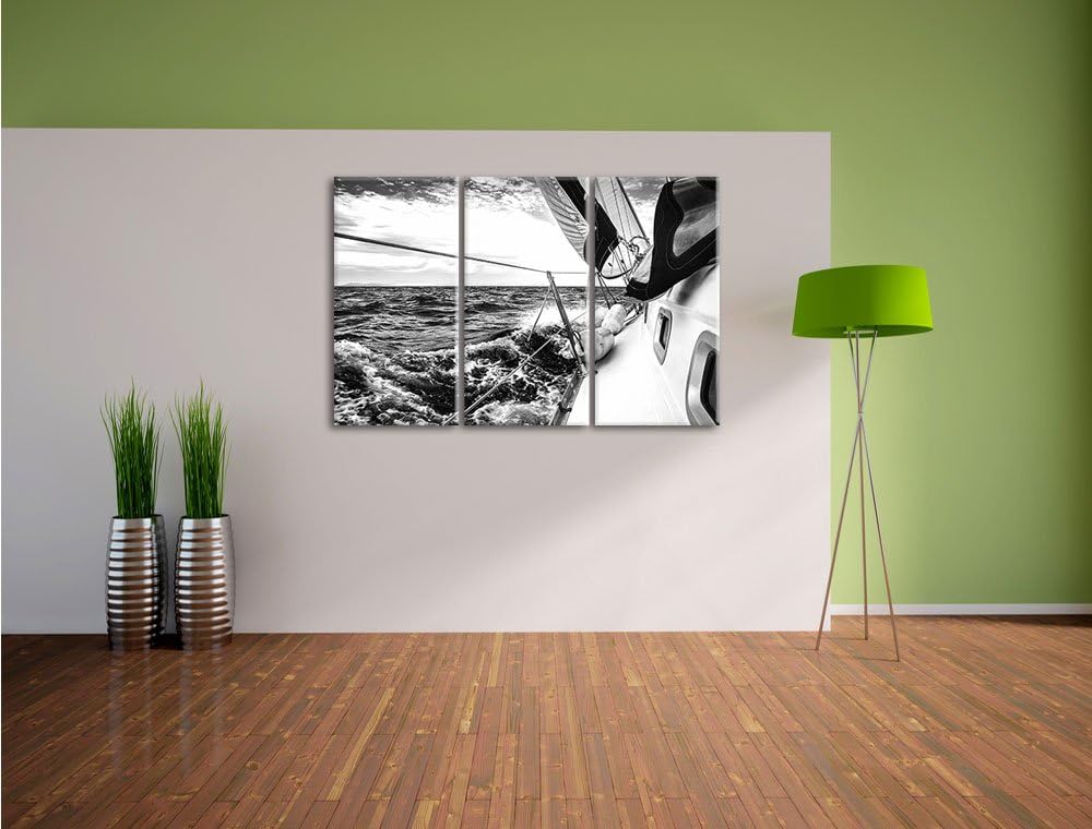 Pixxprint Segel der Yacht als Leinwandbild/Grösse: 3 Teilig (120x80 cm) cm/Wandbild/Kunstdruck/ferti